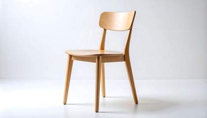 Light-colored wooden chair against a white background