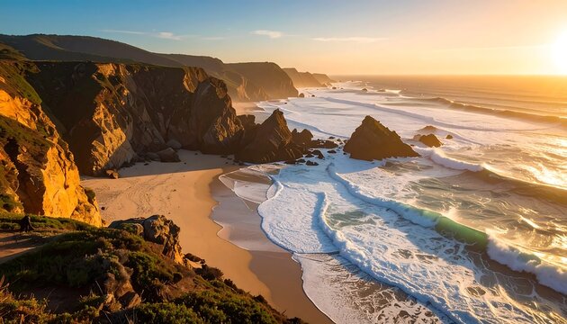Golden hour coastal scene