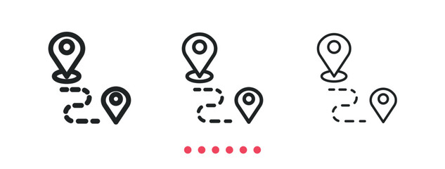 Route icon. Thin line icon vector