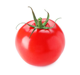 One ripe red tomato isolated on white