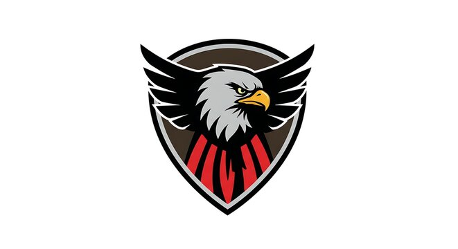Eagle emblem illustration winged bird graphic on shield for design