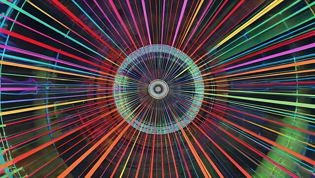 Vibrant Multicolored Linear Pattern Design Representing the Complex Concept of Big Data and Information Networks