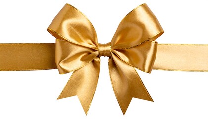 Fototapeta premium Gold ribbon bow on white background