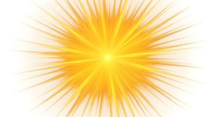 Bright yellow burst with light rays on white background