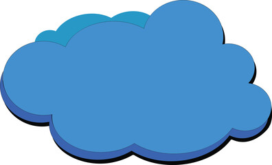 A vibrant blue cloud shape with a subtle 3d effect isolated on a clean white background perfect for digital design and conceptual illustrations