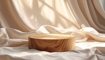 Wooden podium bathed in gentle light