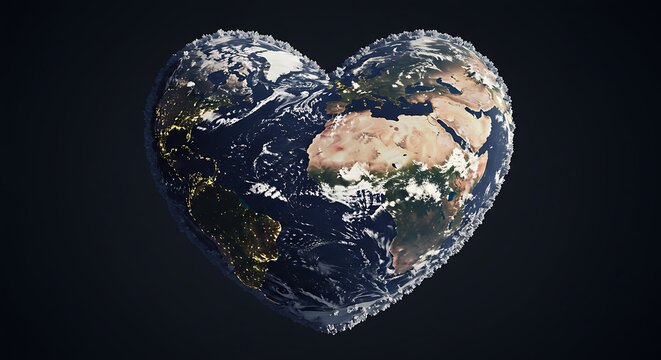Earth shaped like a heart symbol illustrating environmental protection
