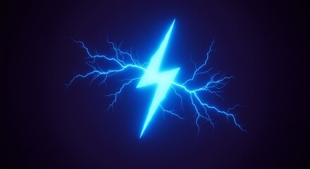 Electric blue lightning bolt against dark background power energy