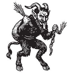 Vintage Dancing Krampus Illustration