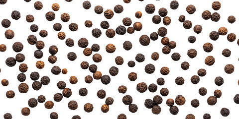 Obraz premium Seamless Black Peppercorn Pattern on Transparent Background Realistic Spice Texture with Black Peppercorns Abstract Design