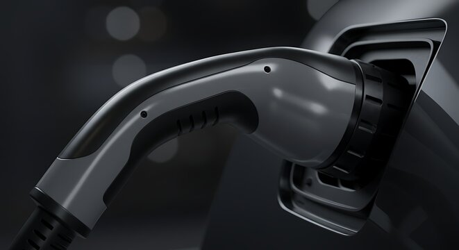Electric vehicle charger charging port close up technology concept - Powered by Adobe