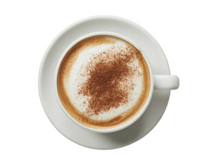 Delicious cappuccino coffee drink with cocoa powder sprinkled on foam