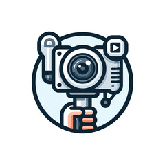 Fototapeta premium Hand holding a camera capturing a video scene