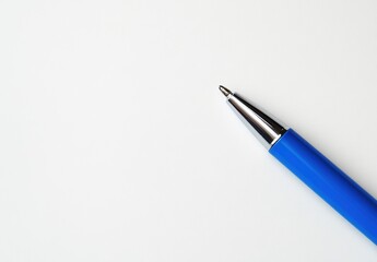 Blue Ballpoint Pen on White Background