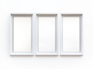 Three Modern White Windows on Wall