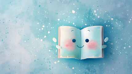 watercolor painting kawaii cute book