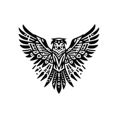 Intricate tribal design of a soaring eagle with wings