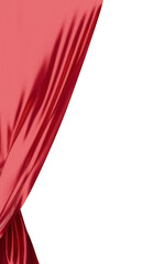 red silky satin curtain drapes, for theatre shows, circus and entertainment, transparent background