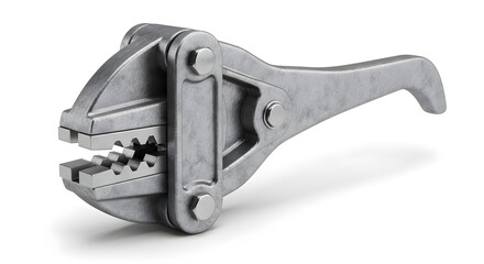 Industrial Metal Crimping Tool with Textured Jaws on White Background, Precision Hand Tool for Electrical and Mechanical Work