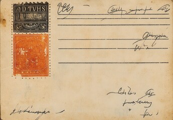 Vintage Stamped Postcard with Handwriting