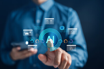 Artificial intelligence technology. Digital AI automation, machine learning, and data solutions across industries. Suitable for innovation, future business, and digital transformation.