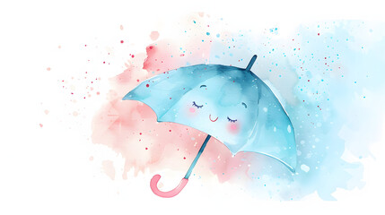 watercolor painting kawaii cute umbrella