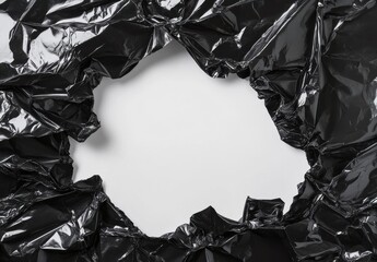 Crumpled Black Plastic Frame Center Space