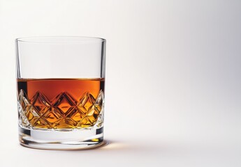 Crystal Glass of Whiskey on White Background