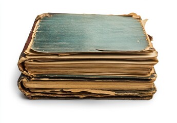 Vintage Book Stack on White Background