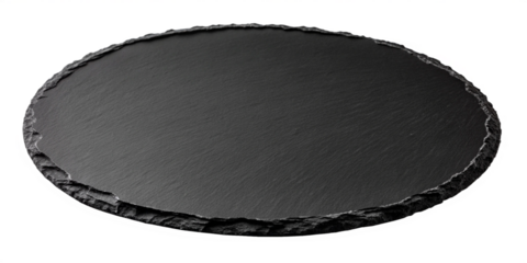 Minimalist Round Black Slate Serving Plate with Natural Rough Edges on Transparent Background
Modern Flat Round Slate Plate for Food Styling and Elegant Table Presentation