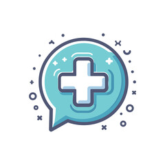 Obraz premium Health symbol in speech bubble with playful design