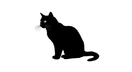Elegant black cat silhouette on white background vector illustration