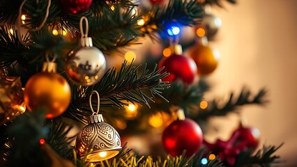 A beautifully decorated tree with glowing ornaments, evoking festive holiday spirit.