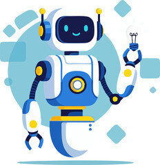 Robot Assistant with AI Technology Representing Futuristic Chat Support Cyborg Intelligence as a Cute Cartoon Character Vector Illustration for Modern Bot Communication Digital Innovation