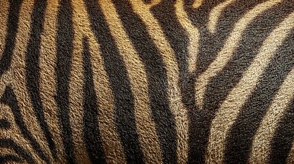 Fototapeta premium Zebra skin close up showing black and beige stripes pattern texture.