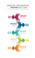 Infographic design template with numbers 5 option can be used for presentations banner, workflow layout, process diagram, flow chart.