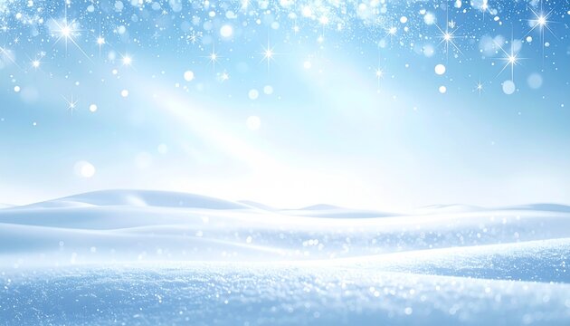 清潔な雪原： ミニマルな丘と、煌めくコピースペースのある幻想的な背景Generated image