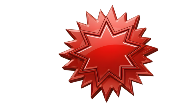 Red burst isolated on transparent background for promotion and special offer