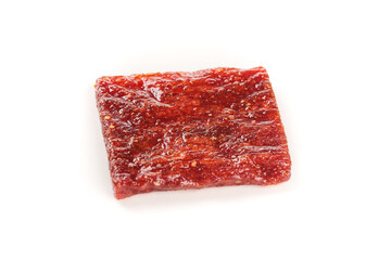 Hot Chili Spiced Beef Jerky Stick Dried Meat Snack Gourmet Protein Food on White Background