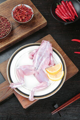 Fresh Bullfrogs with Spicy Chilies and Seasonings for Asian Cuisine Cooking Preparation