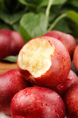 Fresh White Nectarine Australian Imported Stone Fruit with Exposed Heart Pit and Juicy Pulp