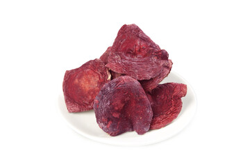 Large Red Fujian Dried Mushrooms on White Plate - Traditional Chinese Cooking Ingredient