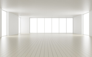 Minimalist Modern Bright Living and Dining Room 3D Interior Rendering