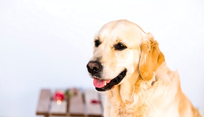 Golden Retriever portrait, indoors