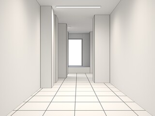Bright Modern Corridor 3D Rendering for Interior Design
