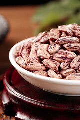 Fresh Pinto Beans in White Bowl - Raw Legumes for Healthy Cooking and Nutrition