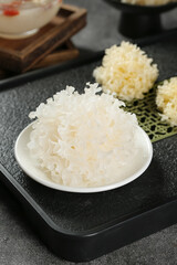 Dried White Silver Ear Fungus Traditional Asian Medicinal Ingredient Kitchen Display