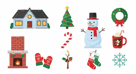 Set of christmas decoration elements vector design