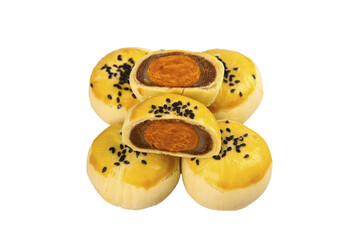 Chinese Egg Custard Pastries with Black Sesame Seeds Traditional Handmade Bakery Desserts
