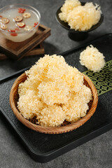 White Snow Fungus Tremella Dried Chinese Medicine Ingredient Traditional Asian Superfood Cooking